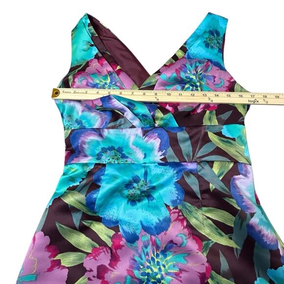Calvin Klein Floral Dress Womens Size M Multicolor Event Wedding Guest Satiny - Picture 5 of 7
